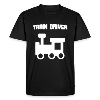 Train conductor train railway locomotive - Men's Premium Organic T-Shirt - black - Front - Nico (187cm)