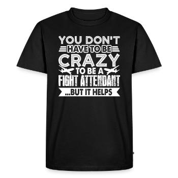 Flight Attendant Crazy Flight Attendant - Men's Premium Organic T-Shirt - black - Front - Nico (187cm)