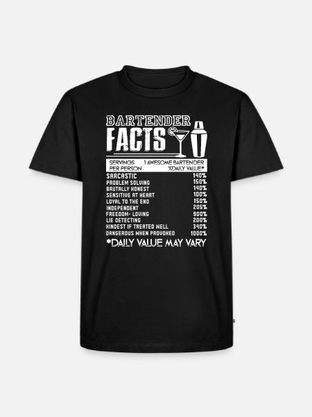 Bartender Bartender Facts - Men's Premium Organic T-Shirt - black