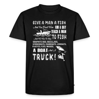 La pêche apprend à un homme à pêcher - T-shirt Premium bio Homme - noir - Devant - Nico (187cm)