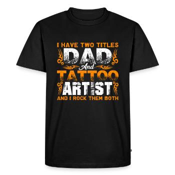 Tatoueur papa et tatoueur - T-shirt Premium bio Homme - noir - Devant - Nico (187cm)