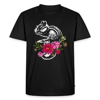 Tamia avec des fleurs - T-shirt Premium bio Homme - noir - Devant - Nico (187cm)