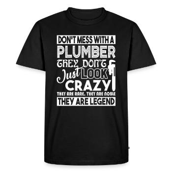 Plumber Don't Mess With Plumber - Men's Premium Organic T-Shirt - black - Front - Nico (187cm)