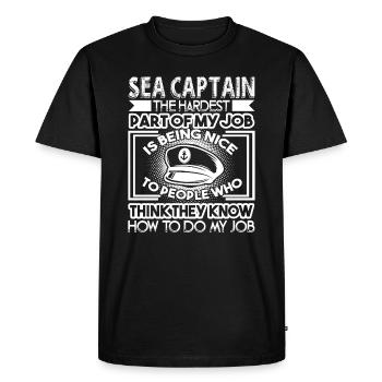 Capitaine de mer la partie la plus difficile du capitaine de mer - T-shirt Premium bio Homme - noir - Devant - Nico (187cm)
