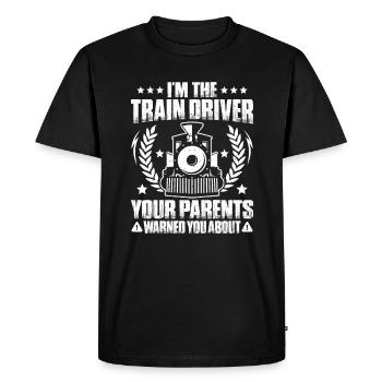 Triebfahrzeugführer Lokführer Conducteur de train - T-shirt Premium bio Homme - noir - Devant - Nico (187cm)
