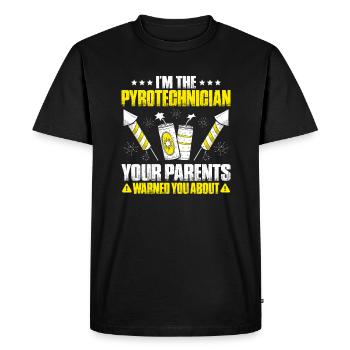 Pyrotechnicien Feux d’artifice Pyrotechnie Pyrotechnicien - T-shirt Premium bio Homme - noir - Devant - Nico (187cm)