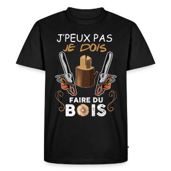 Couper Le Bois Humour Bûcheron - T-shirt Premium bio Homme - noir - Devant - Nico (187cm)