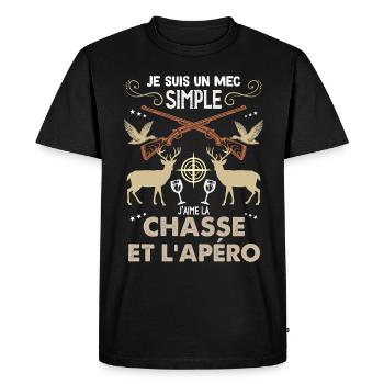 Chasseur De Gros Gibiers Et Apéro Détente - T-shirt Premium bio Homme - noir - Devant - Nico (187cm)