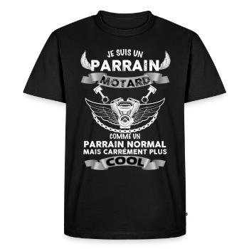 Mon Parrain Et Sa Moto - T-shirt Premium bio Homme - noir - Devant - Nico (187cm)