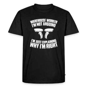 Spécialiste en logistique d’entrepôt Ouvrier d’entrepôt Entrepôt - T-shirt Premium bio Homme - noir - Devant - Nico (187cm)