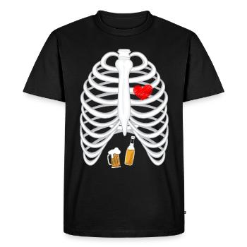 21 - squelette biere 2.png - T-shirt Premium bio Homme - noir - Devant - Nico (187cm)