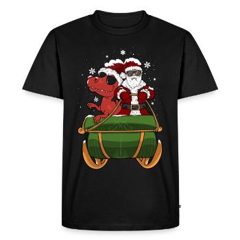 Drôle de dinosaure et de calèche du Père Noël - T-shirt Premium bio Homme - noir - Devant - Nico (187cm)