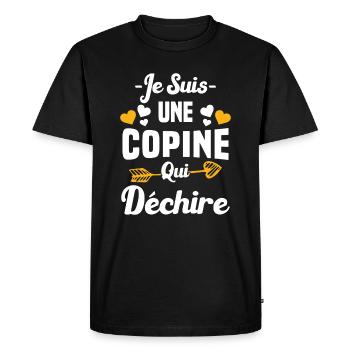 Je Suis Une Copine Qui Déchire Humour Cadeau - T-shirt Premium bio Homme - noir - Devant - Nico (187cm)