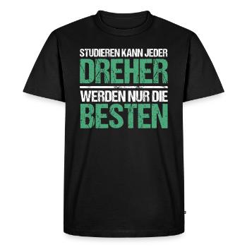 Anyone can study - Dreher Edition - Men's Premium Organic T-Shirt - black - Front - Nico (187cm)