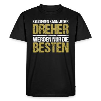 Anyone can study - Dreher Edition - Men's Premium Organic T-Shirt - black - Front - Nico (187cm)