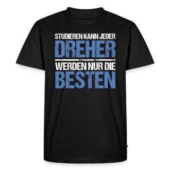 Anyone can study - Dreher Edition - Men's Premium Organic T-Shirt - black - Front - Nico (187cm)