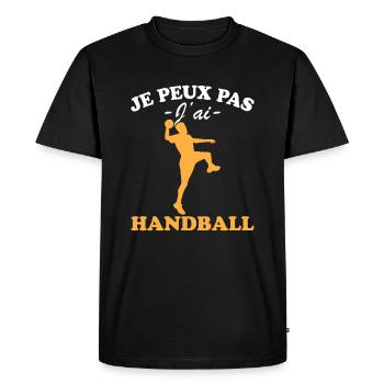 Je peux pas j'ai Handball - T-shirt Premium bio Homme - noir - Devant - Nico (187cm)