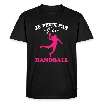 Je peux pas j'ai Handball - T-shirt Premium bio Homme - noir - Devant - Nico (187cm)