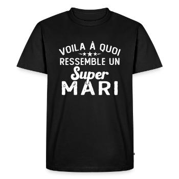 Voila à Quoi Ressemble un Super Mari Drole mariage - T-shirt Premium bio Homme - noir - Devant - Nico (187cm)