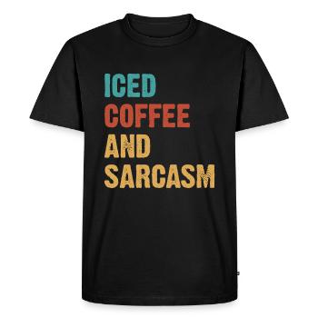 Café glacé et sarcasme - T-shirt Premium bio Homme - noir - Devant - Nico (187cm)