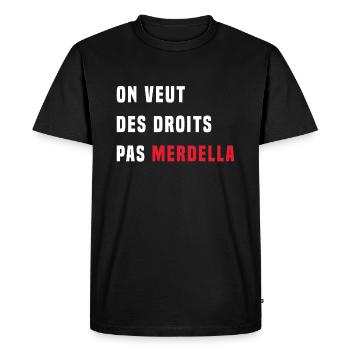 on veut des droits pas merdella - T-shirt Premium bio Homme - noir - Devant - Nico (187cm)
