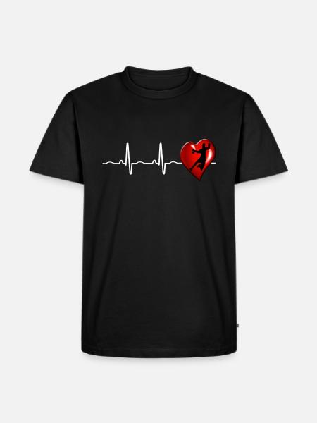 Handball Herz - Männer Premium Bio T-Shirt - Schwarz