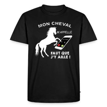 Mon cheval m appelle meilleure amie - T-shirt Premium bio Homme - noir - Devant - Nico (187cm)