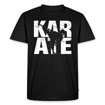 KARATE - Woman makes Karatekick - Karate fighter - Men's Premium Organic T-Shirt - black - Front - Nico (187cm)