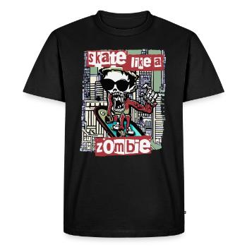 Skate like a Zombie - Funny Zombie Design - Men's Premium Organic T-Shirt - black - Front - Nico (187cm)