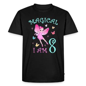 Fairies Kids Birthday 8 Years Girl Fairy - Men's Premium Organic T-Shirt - black - Front - Nico (187cm)