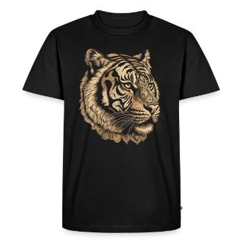 Portrait de tigre - T-shirt Premium bio Homme - noir - Devant - Nico (187cm)