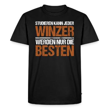 Anyone can study - Winzer Edition - Men's Premium Organic T-Shirt - black - Front - Nico (187cm)