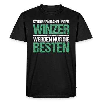 Anyone can study - Winzer Edition - Men's Premium Organic T-Shirt - black - Front - Nico (187cm)