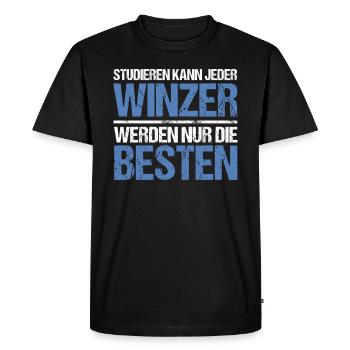 Anyone can study - Winzer Edition - Men's Premium Organic T-Shirt - black - Front - Nico (187cm)