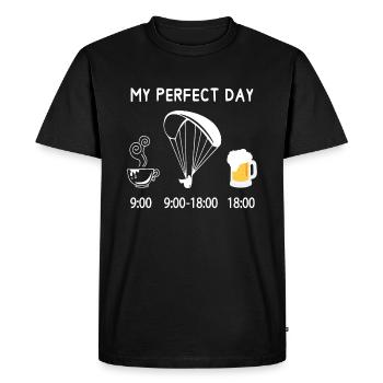 My perfect day Paragleiten - Männer Premium Bio T-Shirt - Schwarz - Vorne - Nico (187cm)