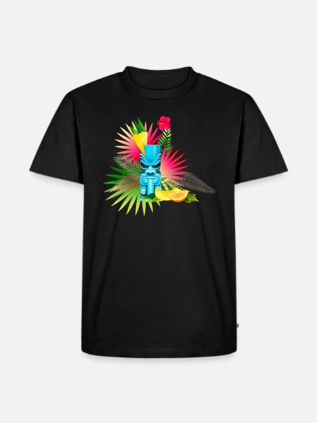 orange flower totem - Men's Premium Organic T-Shirt - black