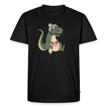 Grandma Saurus Dinosaur Granny Knitting Crochet - Men's Premium Organic T-Shirt - black - Front - Nico (187cm)