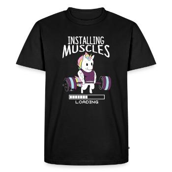 Bodybuilder licorne licorne muscle gym cadeau - T-shirt Premium bio Homme - noir - Devant - Nico (187cm)