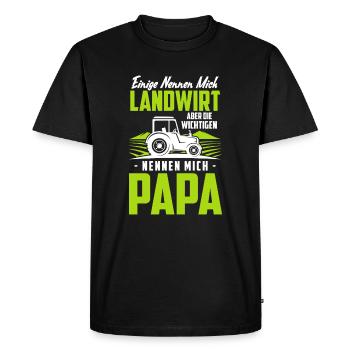 Vater Papa Landwirt Bauer Geschenk - Männer Premium Bio T-Shirt - Schwarz - Vorne - Nico (187cm)