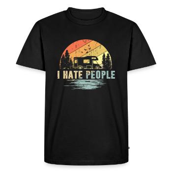 Camper Caravan I Hate People Vintage - Men's Premium Organic T-Shirt - black - Front - Nico (187cm)