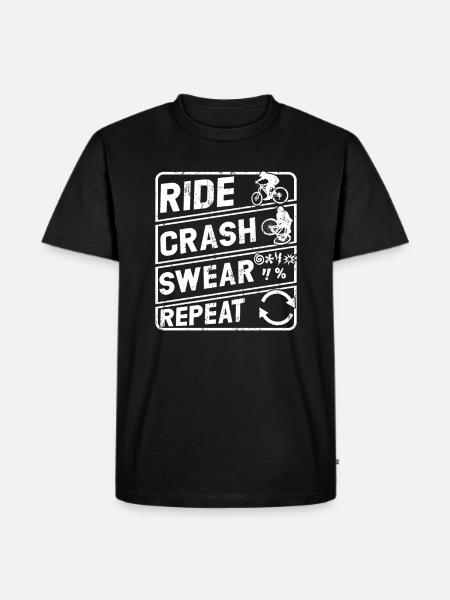 Vélo crash jure répéter - T-shirt Premium bio Homme - noir