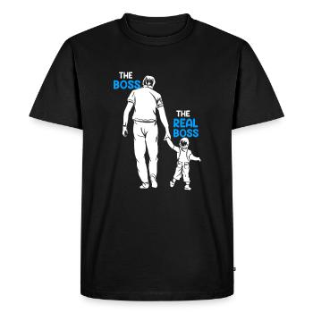 Vater und Sohn Papa und Sohn Boss Partnerlook - Männer Premium Bio T-Shirt - Schwarz - Vorne - Nico (187cm)