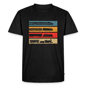 Train chemin de fer locomotive à vapeur trains vintage - T-shirt Premium bio Homme - noir - Devant - Nico (187cm)