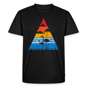 Retro flamingo sunset silhouette animal pink flamingo - Men's Premium Organic T-Shirt - black - Front - Nico (187cm)