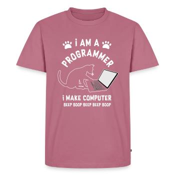 Programmer Cat Programmierer Computer Katze - Männer Premium Bio T-Shirt - Mauve - Vorne - Nico (187cm)