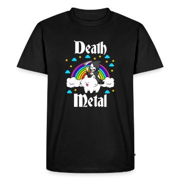 Death metal cat rainbow grim reaper musique - T-shirt Premium bio Homme - noir - Devant - Nico (187cm)