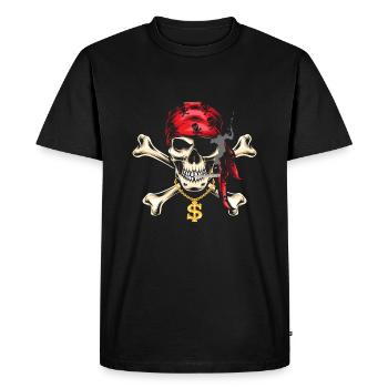 Costume pirate enfant crâne hip hop chaîne en or - T-shirt Premium bio Homme - noir - Devant - Nico (187cm)