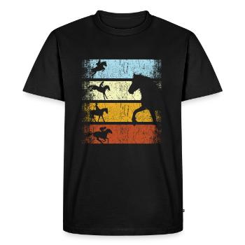 Cheval équestre cheval vintage rétro - T-shirt Premium bio Homme - noir - Devant - Nico (187cm)
