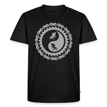 Yin Yang signe symbole cycliste vélo de course - T-shirt Premium bio Homme - noir - Devant - Nico (187cm)