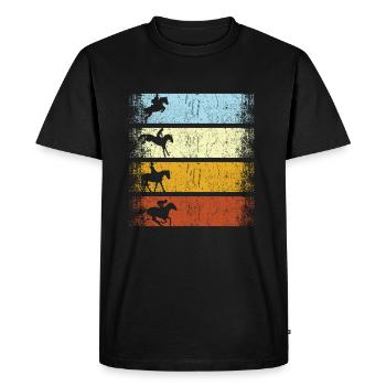 Sport équestre équestre rétro cavalier vintage - T-shirt Premium bio Homme - noir - Devant - Nico (187cm)
